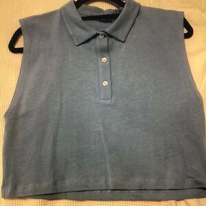 Blue Sleeveless Polo Top